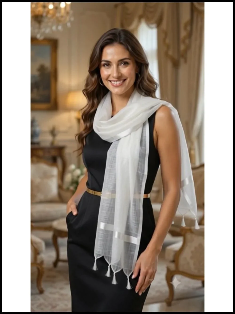 Banarasi Organza Tissue Dupatta with Zari Embroidery Stole Scarf Wrap